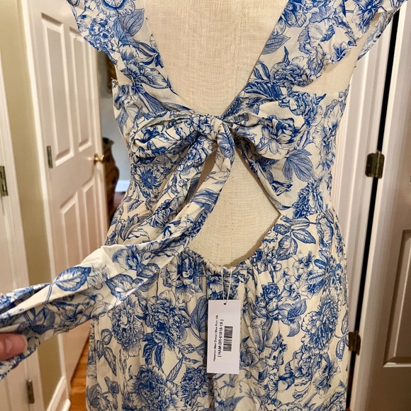 NWT Baltic Born Hampton Tie Back Chinoiserie Toile Blue White Maxi Dress Sz 1XL - Picture 11 of 12